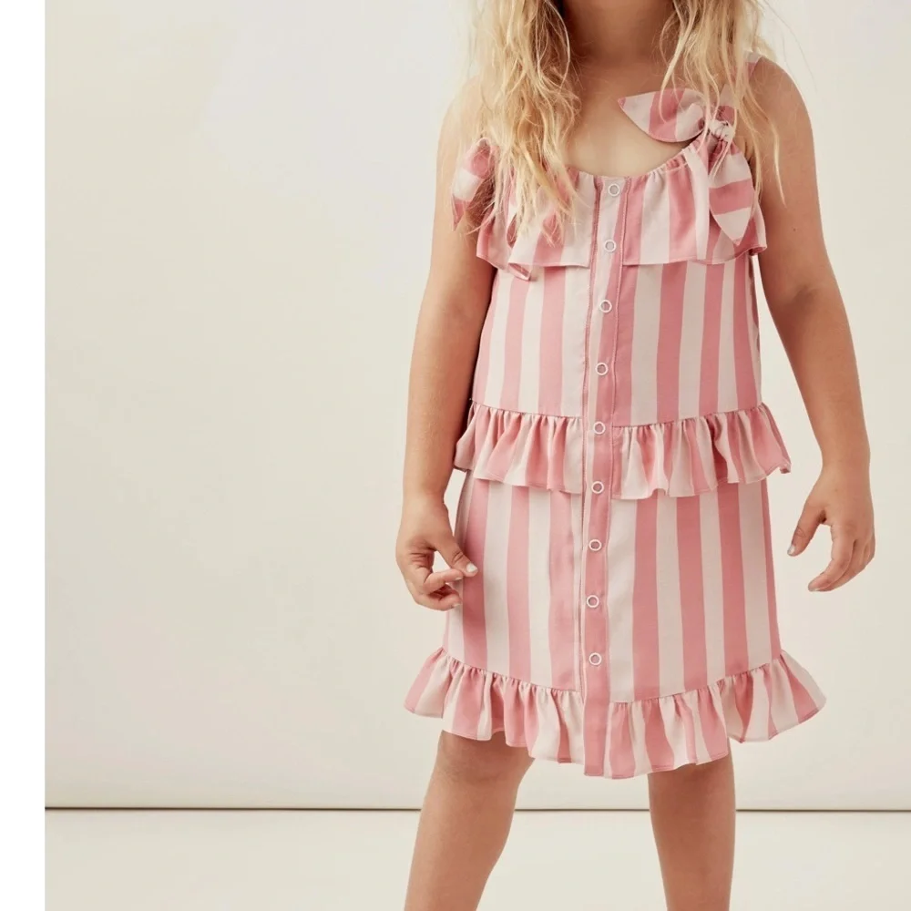 For Love And Lemons Pink Striped Kids Dress